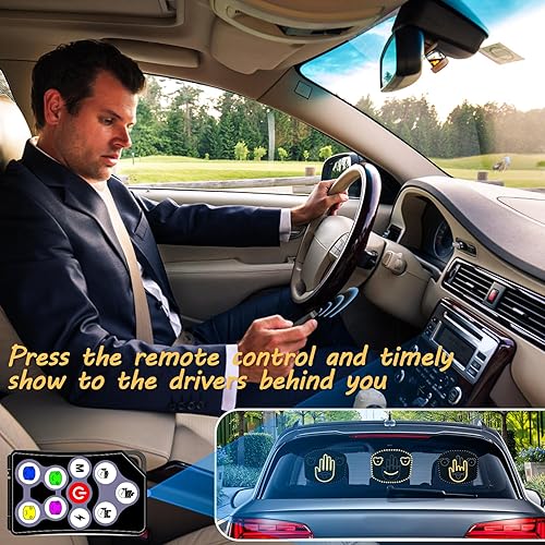 Miniatura 5 de Luz recargable para el dedo del coche y luz de señal de expresión, luz de dedo de mano con control remoto, luz de gestos del coche para expresarse,