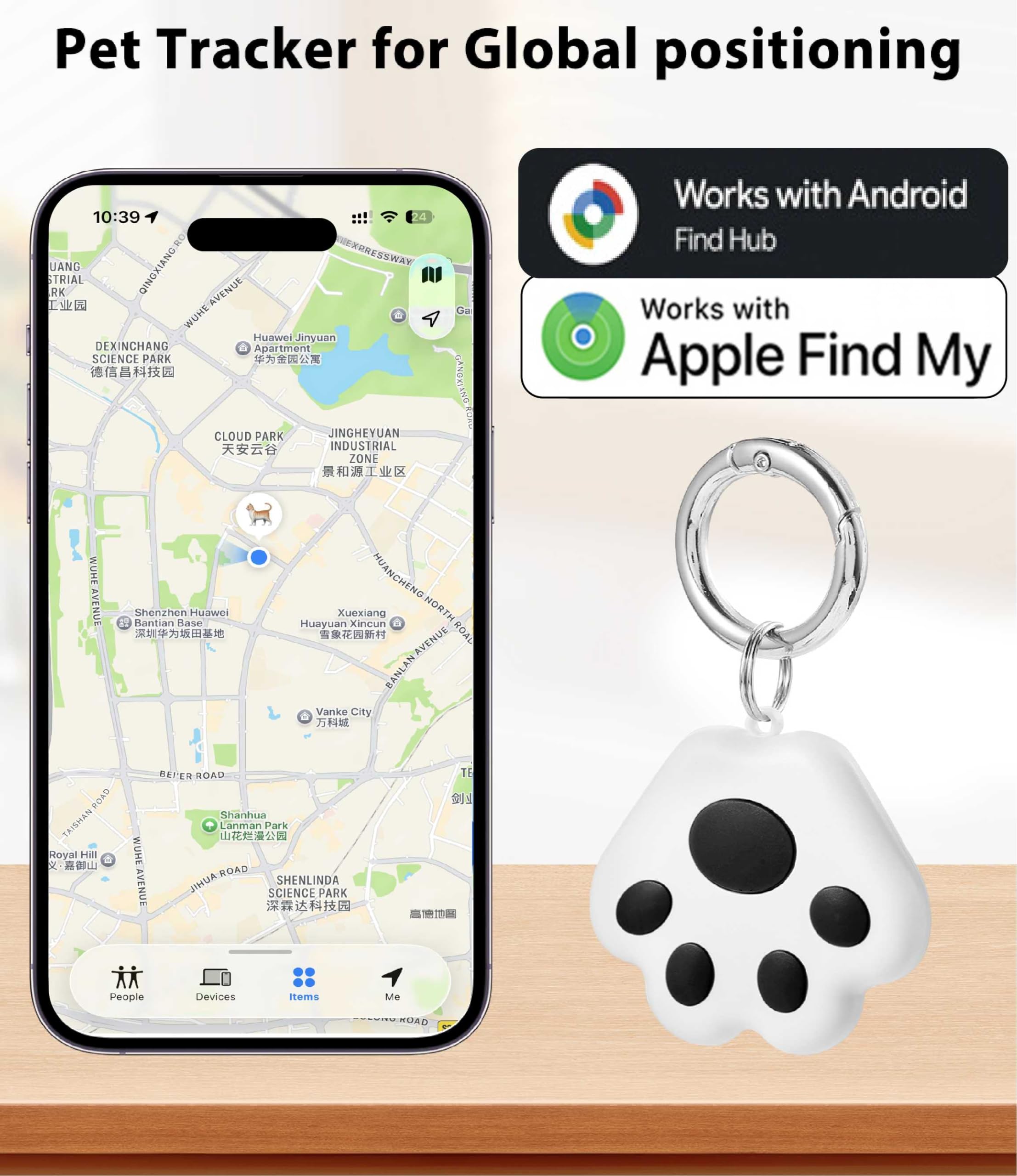 【Haustier GPS Tracker für Hund und Katze】Hunde und Katzen Kleine Tracking Tag für Google und iOS ohne Abonnement Keine Gebühr - Smart Pets Tracker Wasserdicht Staubdicht Extra Lange