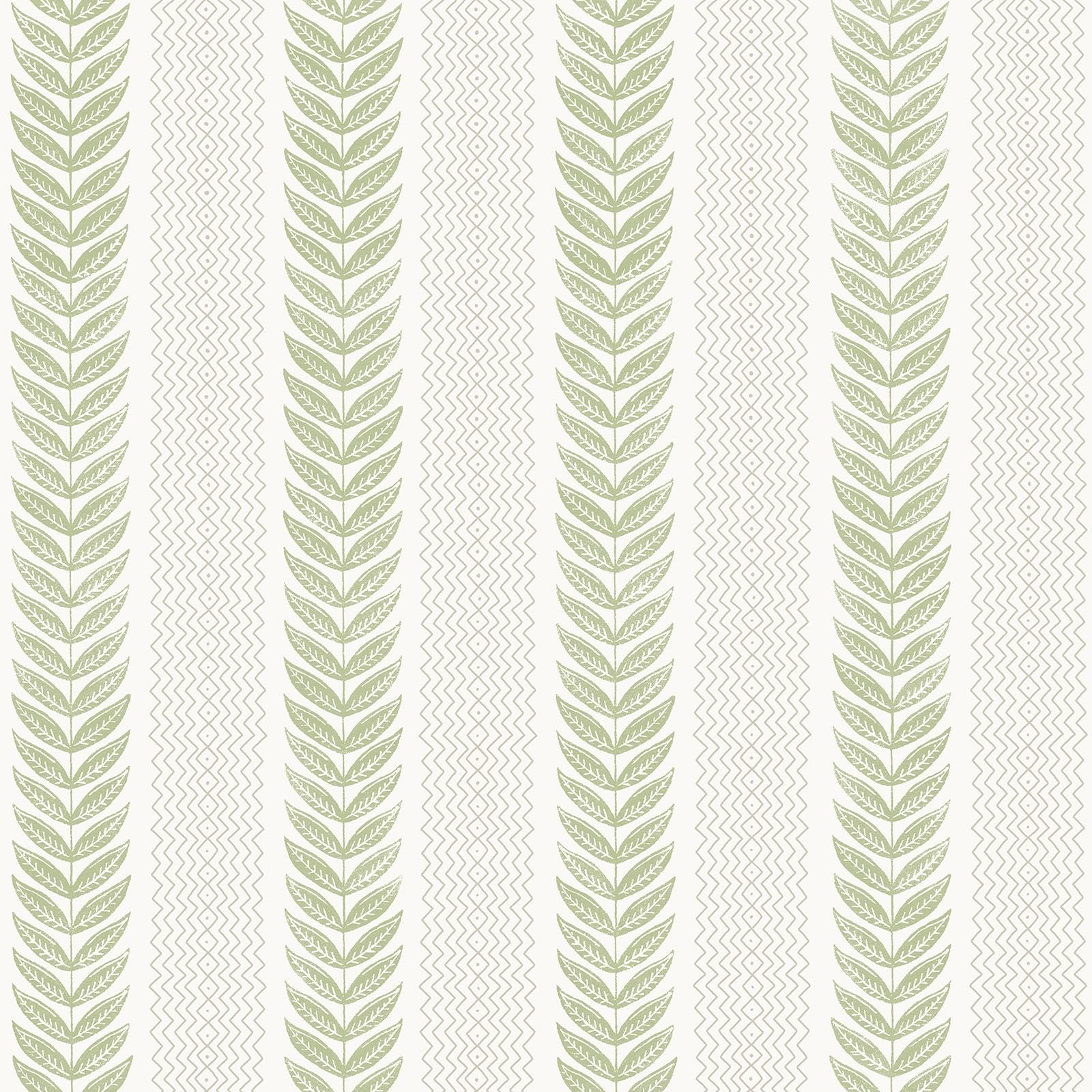 Rasch Chelsea Stripe Wallpaper, Leafy, Geometric, Sage Green (100500)