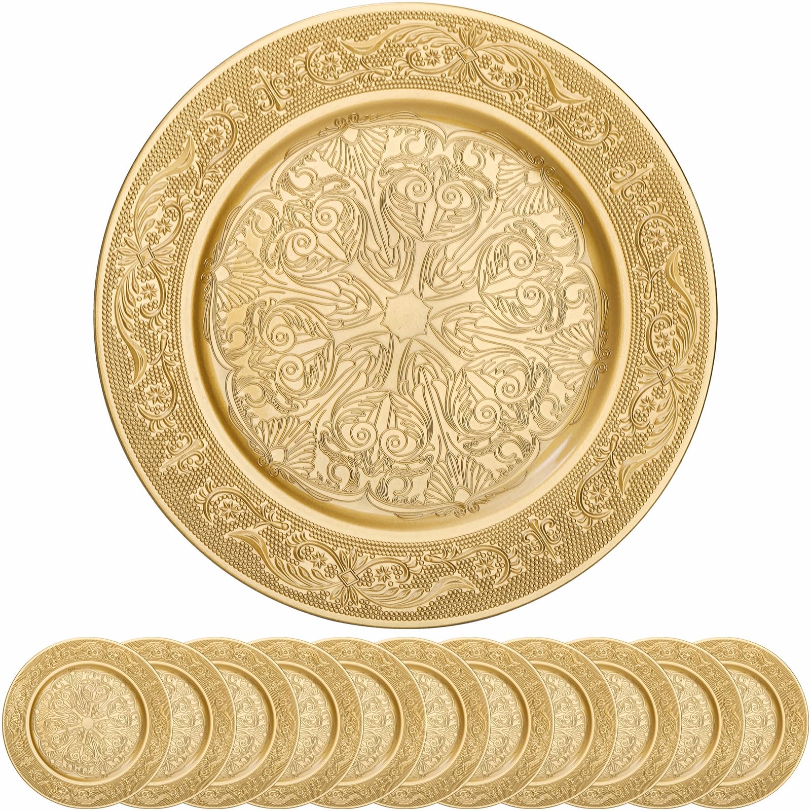 Rose Toy Dinner Plates Reef Glass Charger Plate 13" Clear Gold Reef Glass  Charger Plates (8pcs)
