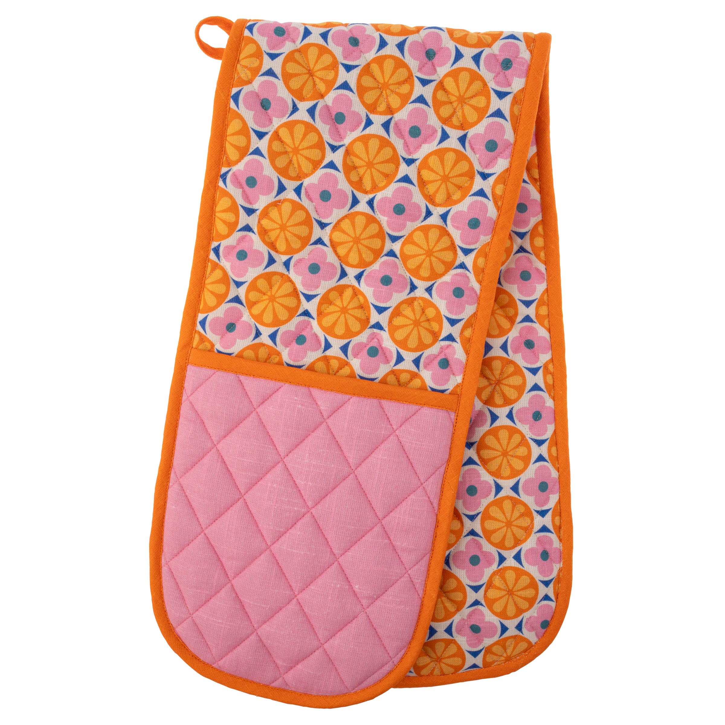 Karma, Manopla de horno doble, soporte acolchado resistente al calor, color naranja