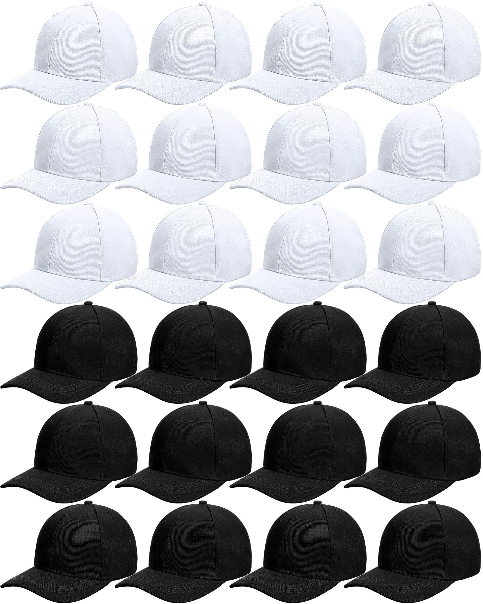 Handepo 24 Pcs Blank Baseball Cap Adjustable Back Strap Plain Blank Camouflage Hat Unisex Baseball Cap for Trucker Men Women