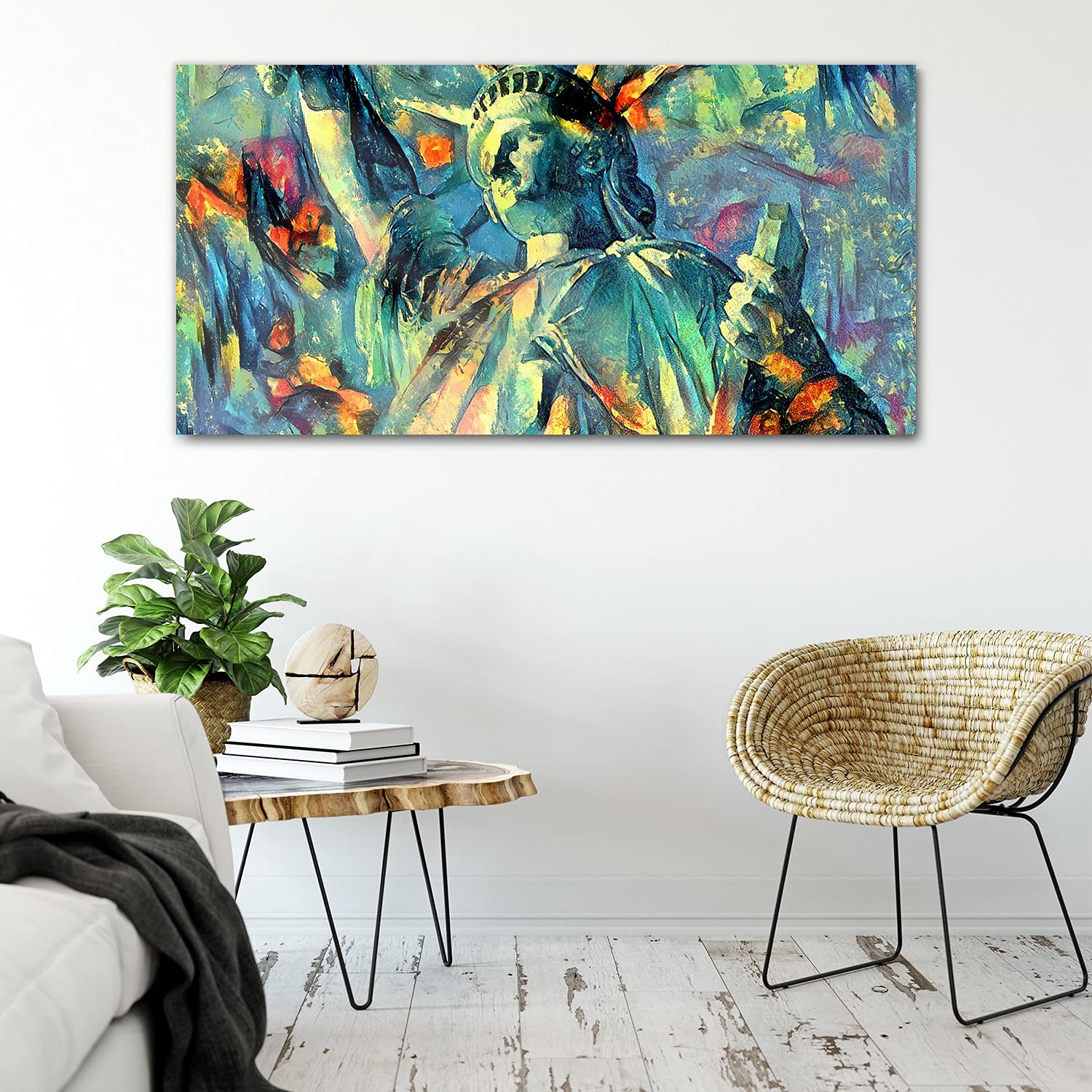 Coloray Pintura acrílica 100x50cm Arte Mural Sala De Estar Cuadro De Pared Vidrio Acrílico - Estatua de la Nueva York de la Libertad
