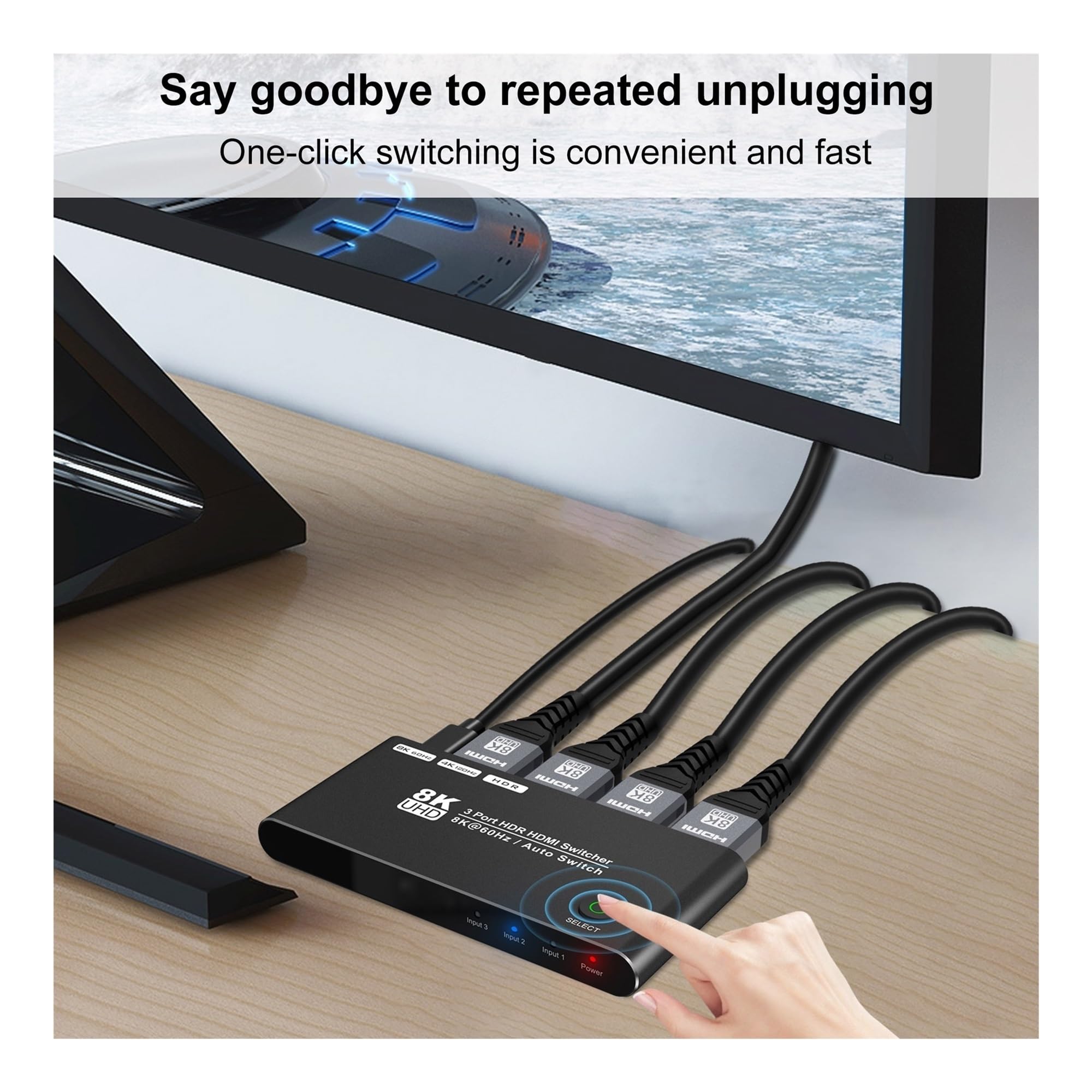 Amazon.co.jp: HDMI KVMスイッチ HDMI KVM切替器 8K HDMI対応 3入力1