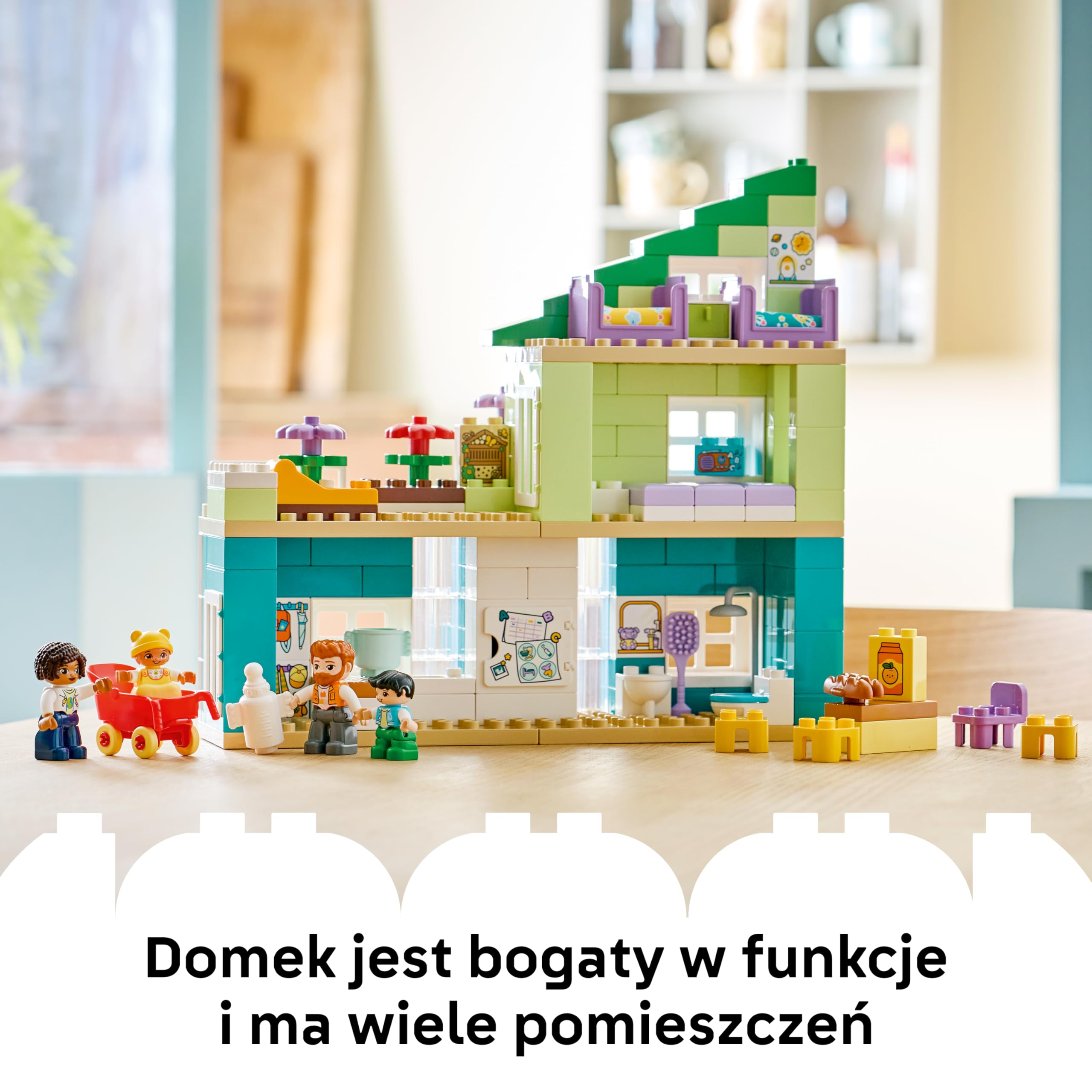 LEGO DUPLO Nowoczesny dom rodzinny 3 w 1 z figurkami 10470 | domek 3 w 1, klocki dla 2-latka, prezent dla dziewczynki i chłopca 2+, 166 elementów