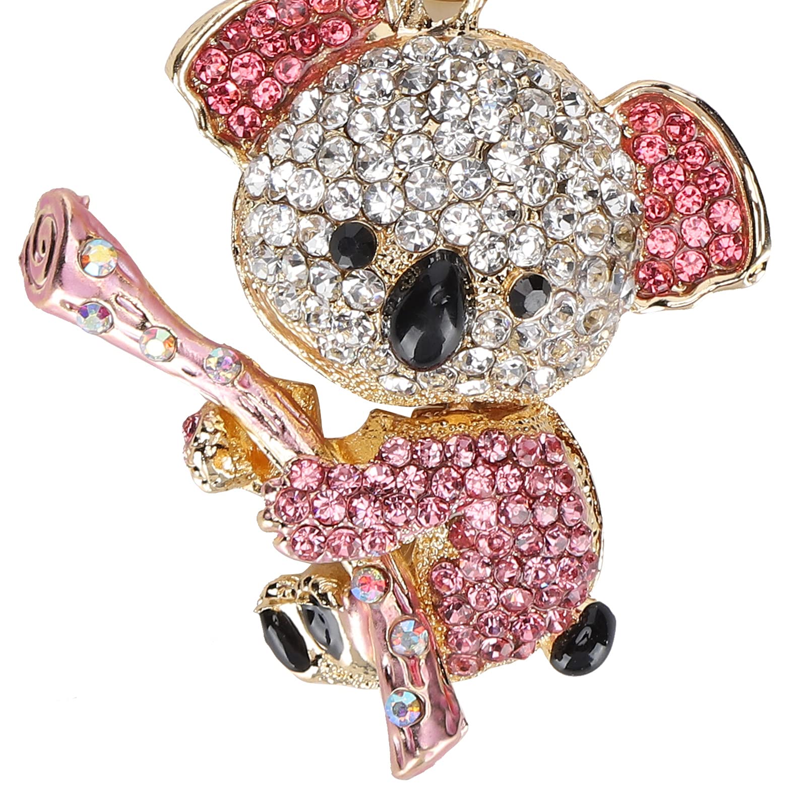 Cristal Nouveauté Animal Porte-clés, Porte-clés Koala Ours Alliage Strass Or Cristal Pendentif En Métal Petit Cadeau (Rose