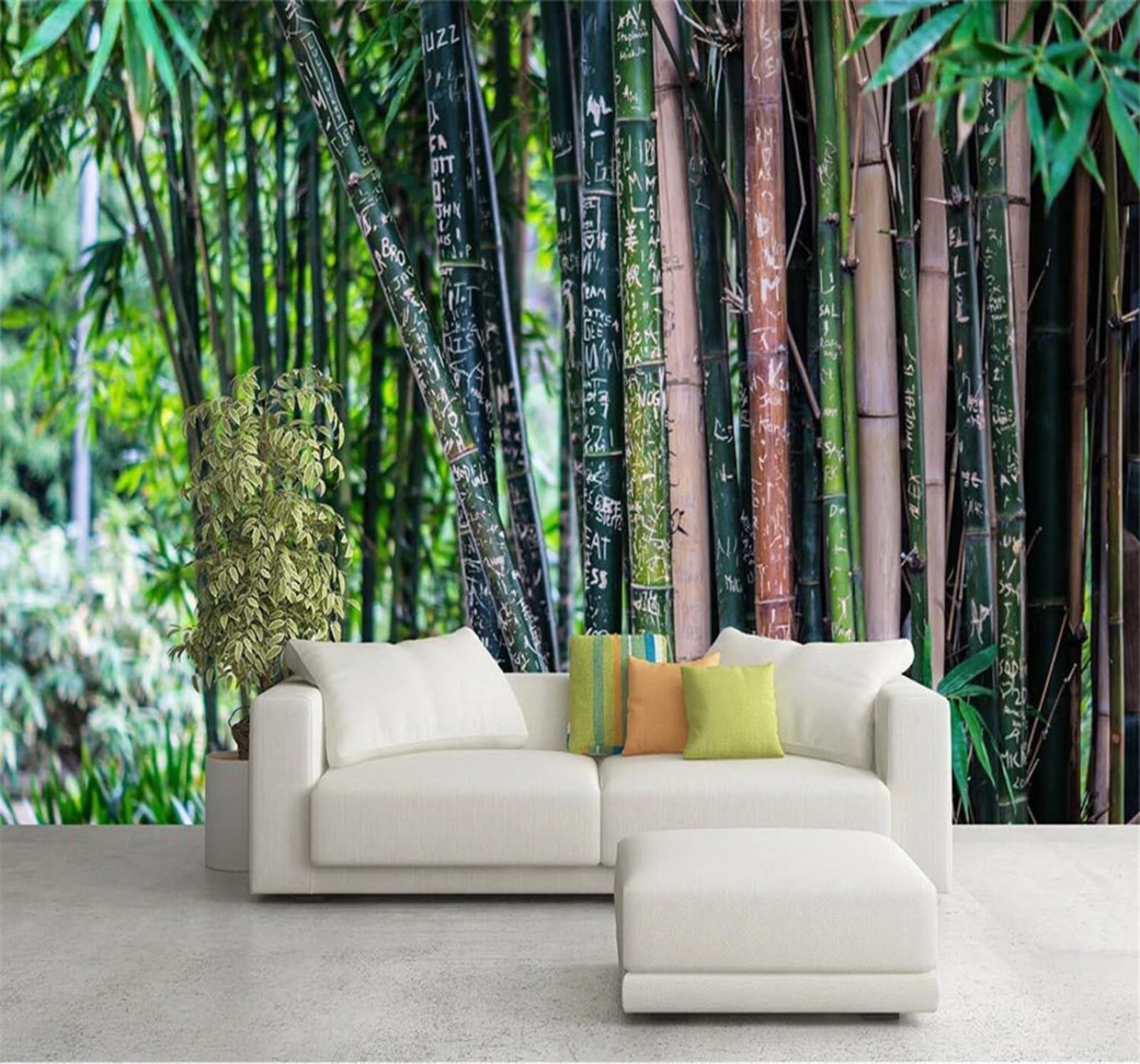Xlming 250Cm×170Cm(B×H) Minimalist Fresh Green Bamboo Grove Landscape 3D Wallpaper Luxury Home Dining Decor Paste Sofa Living Room The Wall For Bedroom Mural-250Cm×170Cm