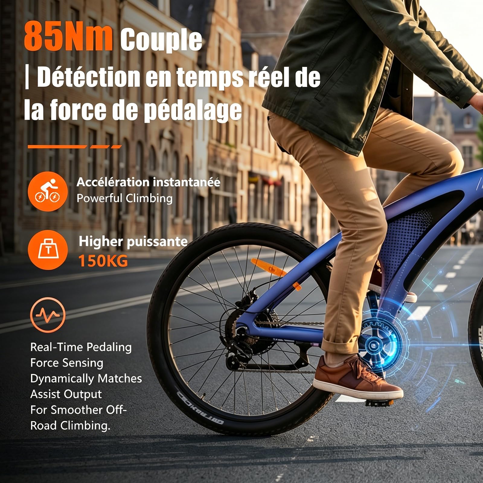 HX Q5 Shark Vélo Électrique Homme VTT Adulte,27.5" Vélo Électrique Ville,Capteur De Couple,85Nm,13/20Ah,Autonomie 60-220km Ebike,Amortissante Réglable,Freins à Disque Hydrauliques