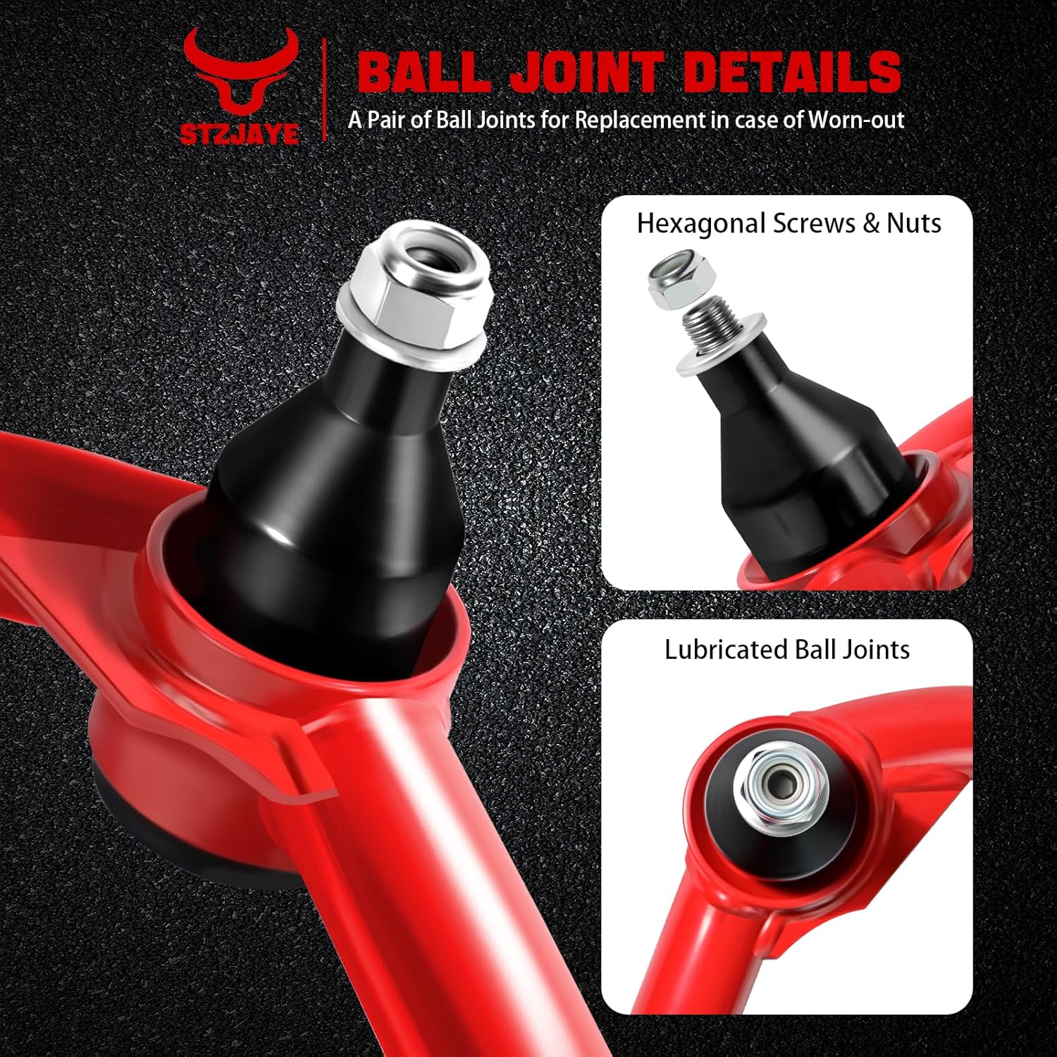 2-4inch Upper Control Arms Compatible with Ford F-150, 2 to 4" Lift Front Adjustable Tubular Suspension Control Arm Kits for 2004-2022 F-150, Suspension Arms with 2 Replacement Ball Joints