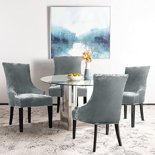 Miniatura 2 de Lellen - Funda protectora de terciopelo elástica para silla de orejas , funda protectora reutilizable para comedor, banquete, decoración del hogar,