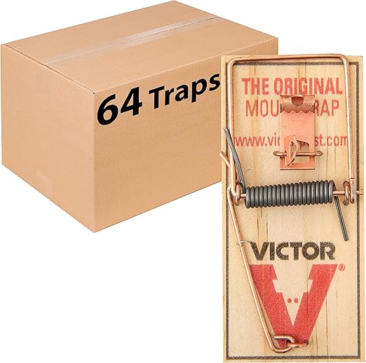 Victor M156 Metal Pedal Sustainably Sourced FSC Wood Snap Mouse Trap - 64 Traps