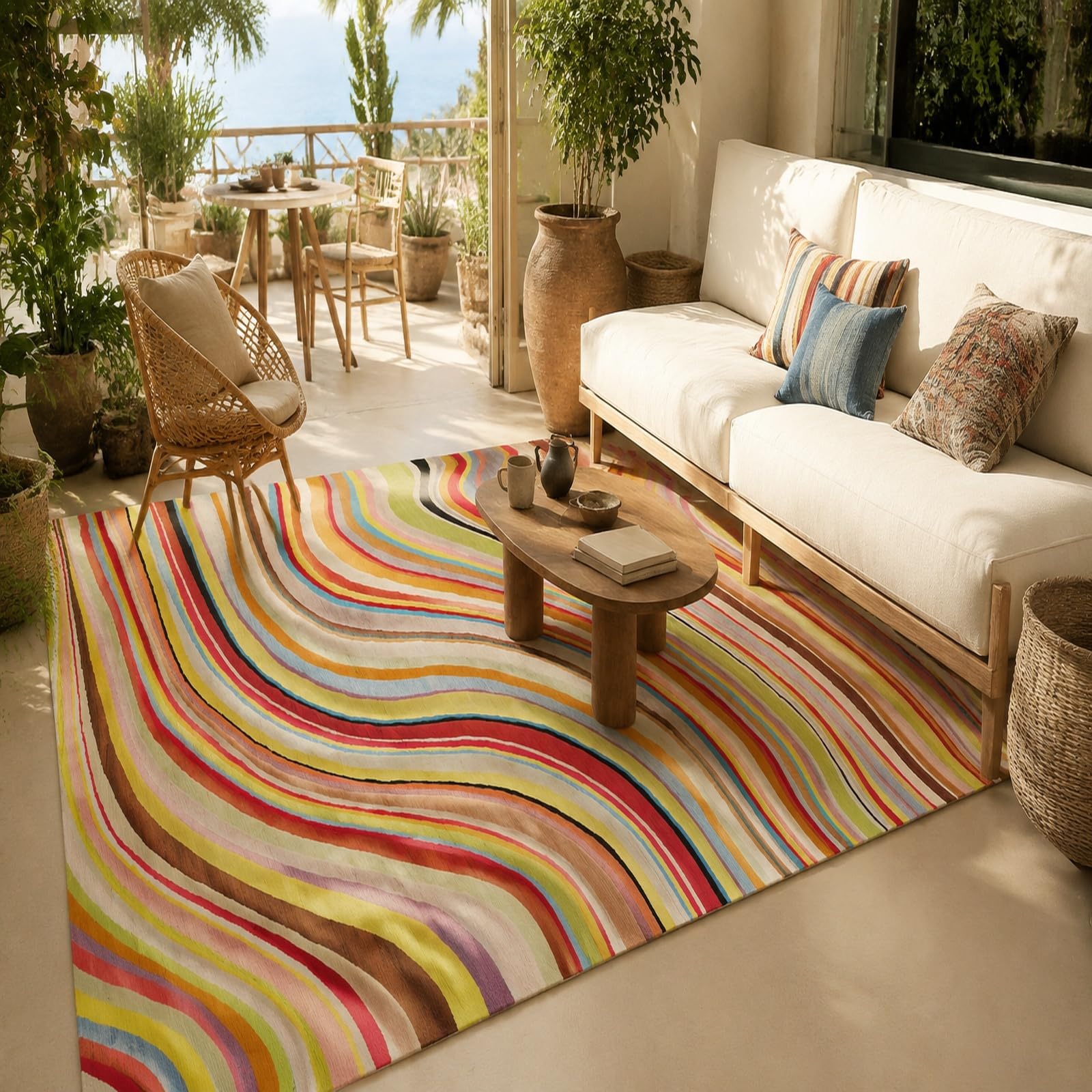 Tappeti, Square 160 x 160 cm, Colorato Rosso Giallo Blu Nero Rosa Arancione Verde, Tappeto Salotto Lavabile, Carpet Soggiorno Decorazione sotto Tavolo Rug,