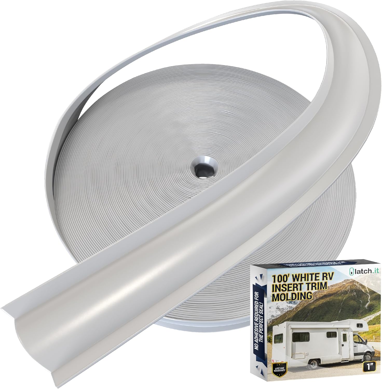 LATCH.IT RV Trim Molding Insert 1” (White) 100’ RV Trim
