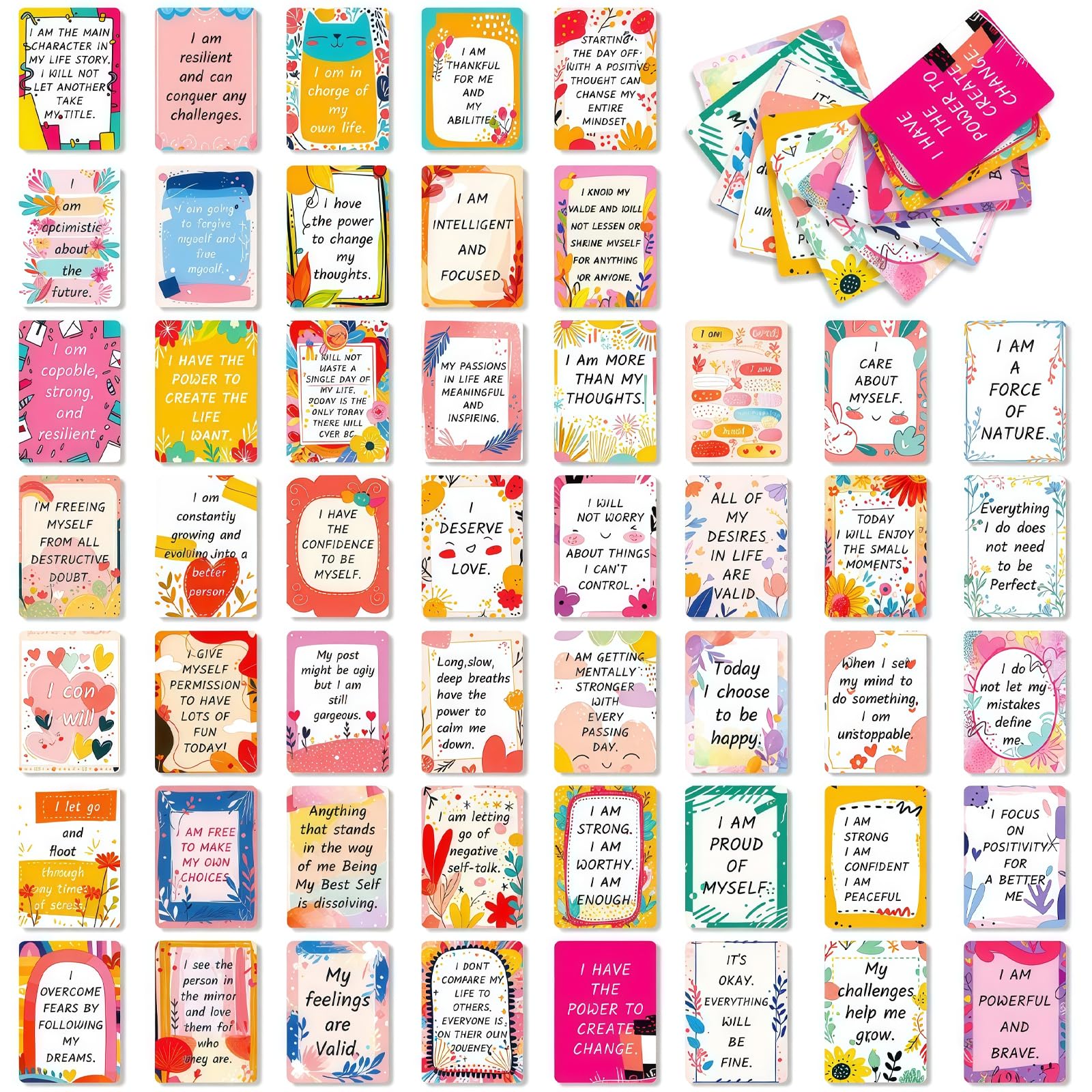 50 Pcs Positive Affirmation Cards, Motivational Inspirational Cards for Employees Coworkers Blank Back Affirmation Cards Thoughtful Random Acts of Kindness Gifts (Style B)