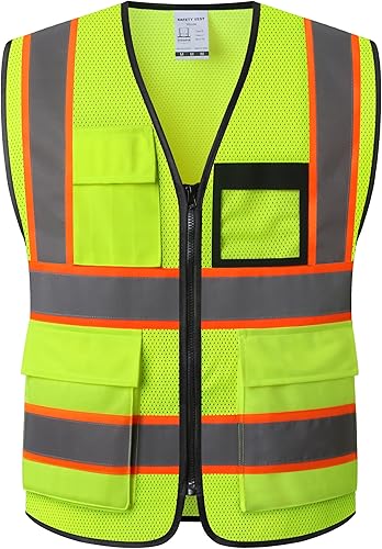 Chaleco de seguridad reflectante para hombres y mujeres, chaleco de construcción cumple con la norma ANSIISEA