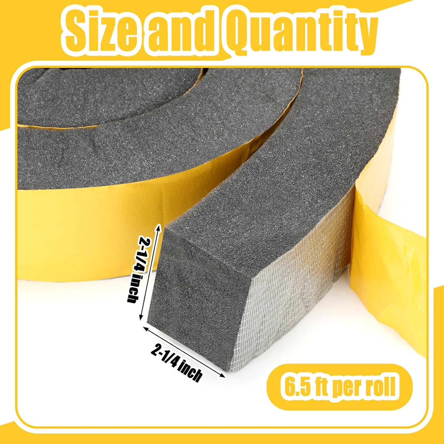 2-1/4 Inch x 2-1/4 Inch x 6.5 ft Air Conditioner Weatherproof Seal Tape Thick Wide Self-Adhesive Air Conditioner Foam Tape Seal Strip for Door Window, Black