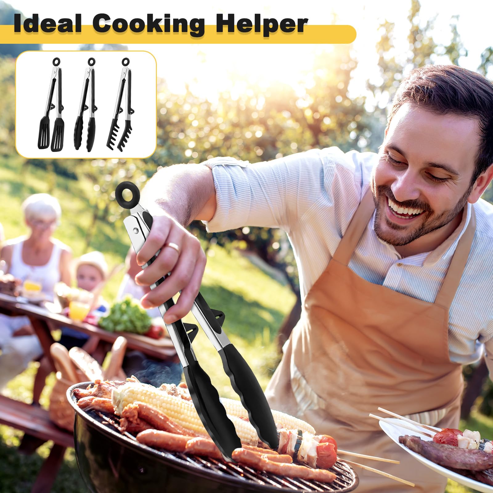 Confezione Da 3 Pinze Da Cucina Con Gadget Per Il Riposo, Pinze Da