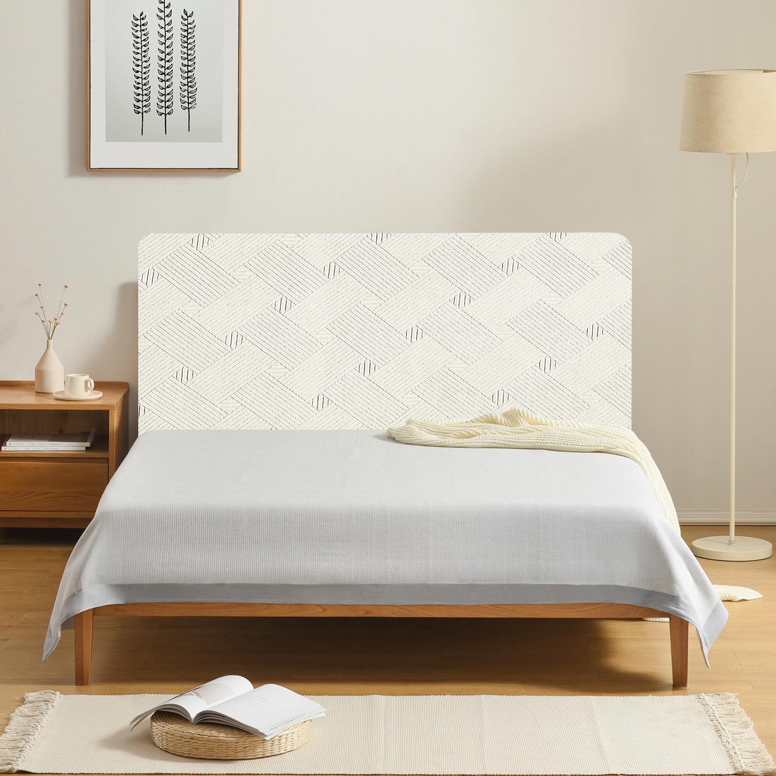 Ystyle Copri Testiera Letto, Copri Spalliera Letto Matrimoniale/Singolo Elasticizzata, Copertura Testata Letto Matrimoniale Lavabile, Headboard Cover Antipolvere Universale(180CM, Bianco)