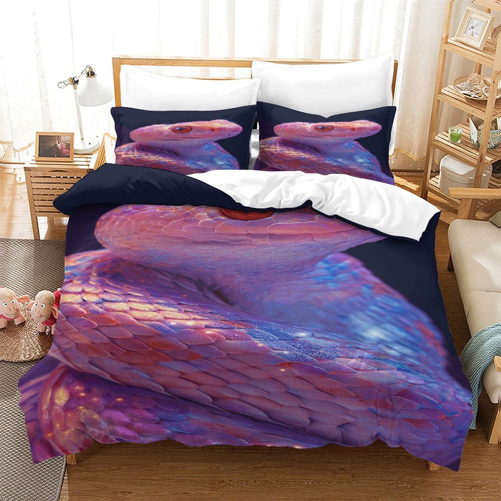 P1S9U7W5Y 3D Printed Galaxy Purple Duvet Cover Set 3pcs Microfiber Starry Sky Bedding Set Double（200x200cm）