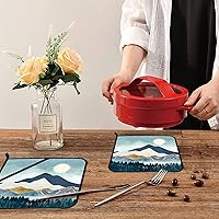 Vista 6 de Mountains Nature Scenery - Juego de 2 soportes para ollas de cocina resistentes al calor para microondas, horno, horno, platos finales y barbacoa