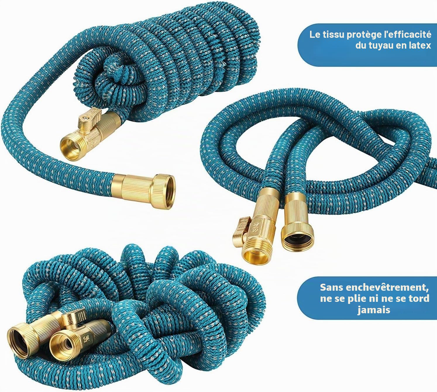 Tuyau arrosage extensible 45m d'arrosage tuyaux d arrosages 45 m tyau arosage extensibilités flexible tuyo souple garden hose darrosage jardin retractable d’arrosage de 45 mètres (Bleu Ciel 45m)