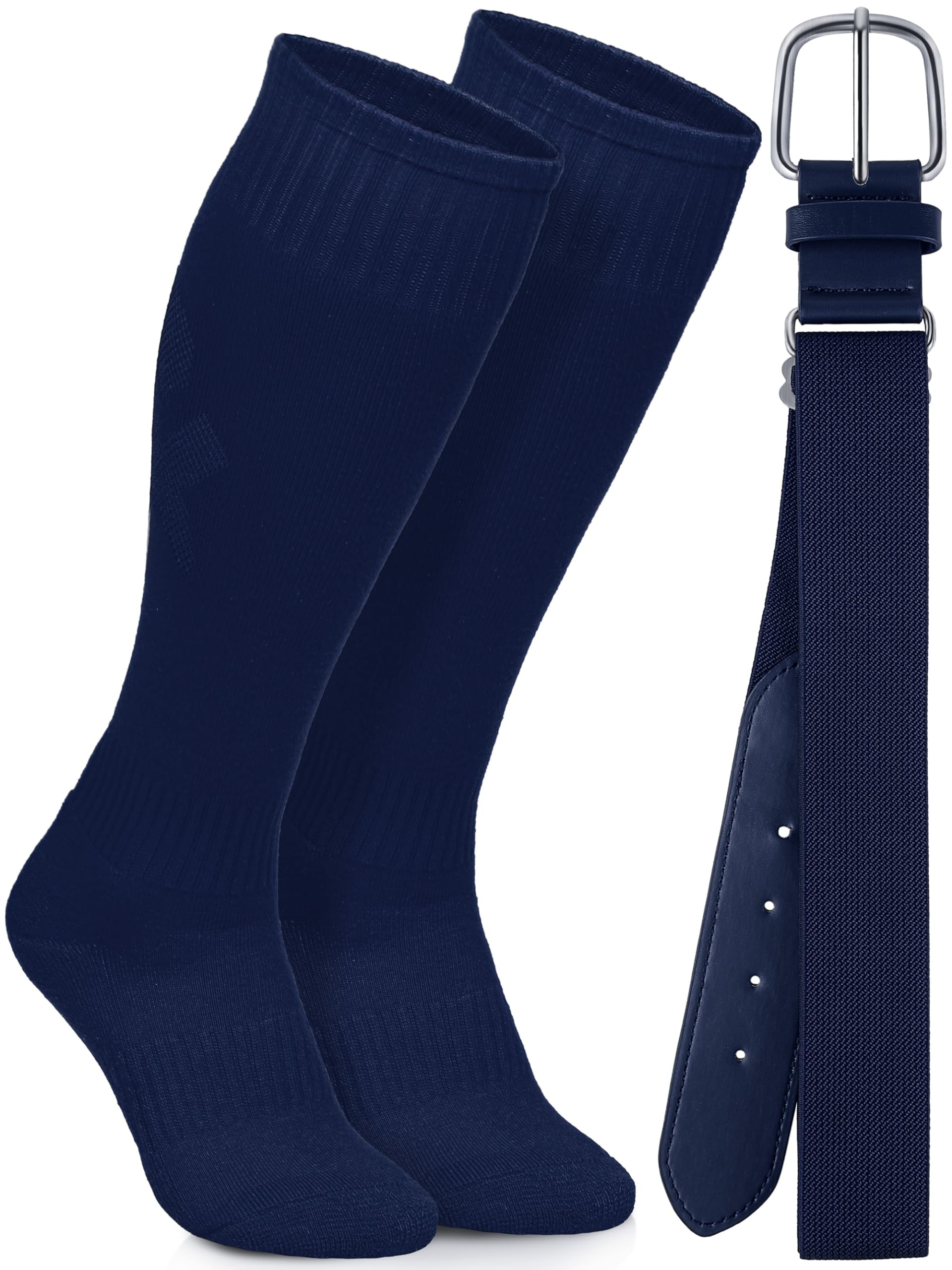 Gnodio Baseball Socks and Belt Combo Set Cotton Boys Adjustable Baseball Softball Socks and Belt for Boys Girls