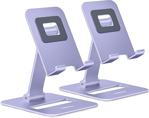 Miniatura 10 de Nulaxy Paquete de 2 soportes plegables dobles para teléfono celular, soporte de teléfono totalmente ajustable para escritorio, compatible con