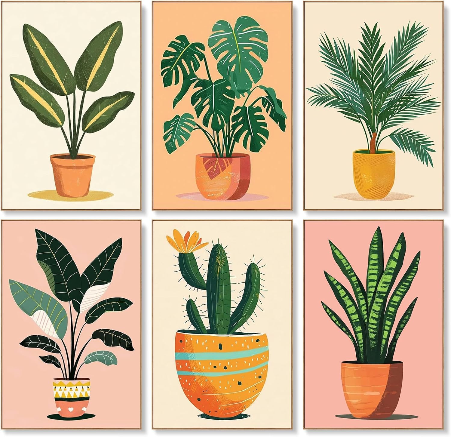 FURONGHUAK 6 Pièces Peinture par Numéros pour Adulte, DIY Peinture Acrylique pour Adultes Enfants débutants Facile sur Toile 20×30 cm avec peintures et pinceaux sans Cadre