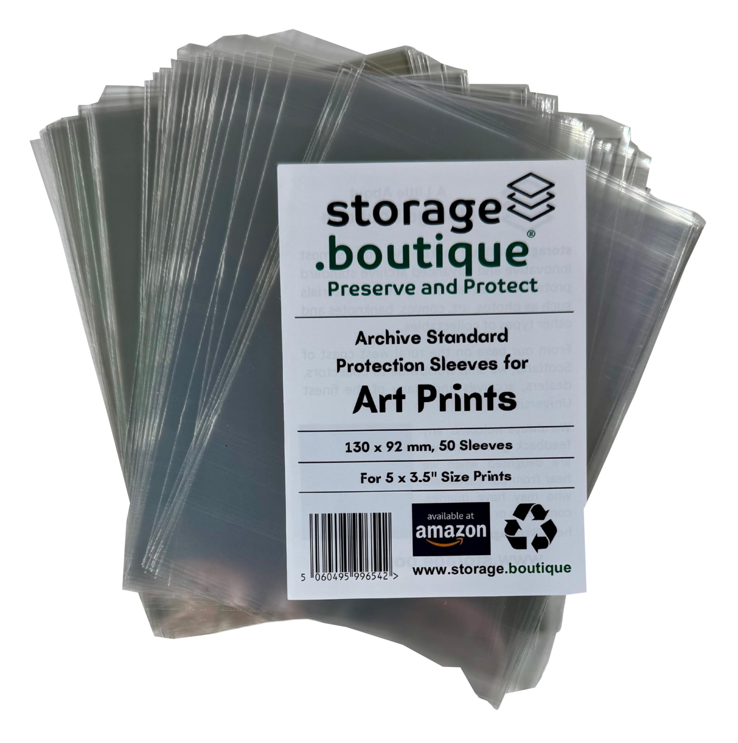 storage.boutique Art Print Protection Sleeves, Archive Standard, Acid Free, 5 x 3.5 inches, 130 x 92 mm, 50