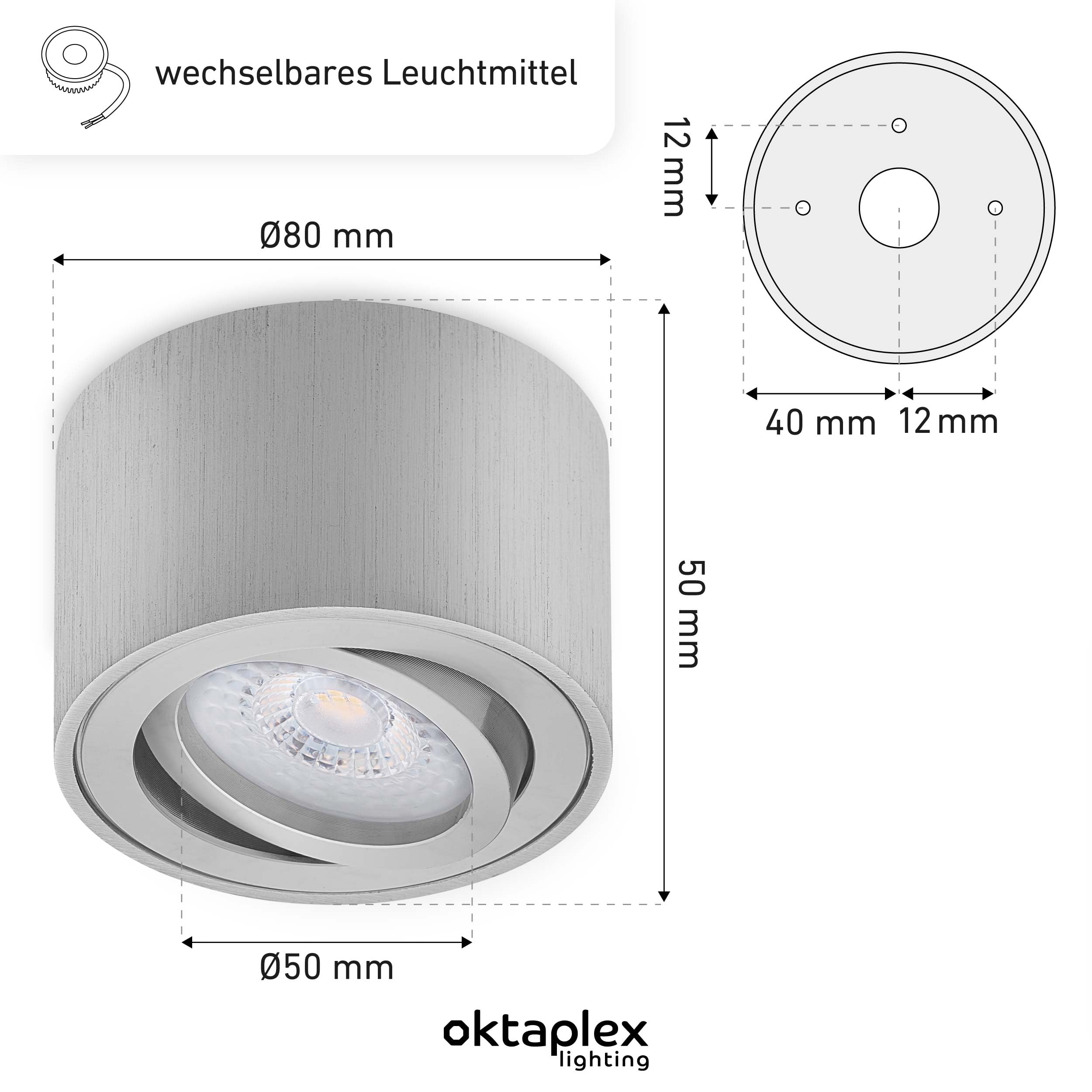 HOMEOW 12x Faretti LED da Incasso per Cartongesso Orientabili, 5W 220V 450LM 6000K Luce Fredda