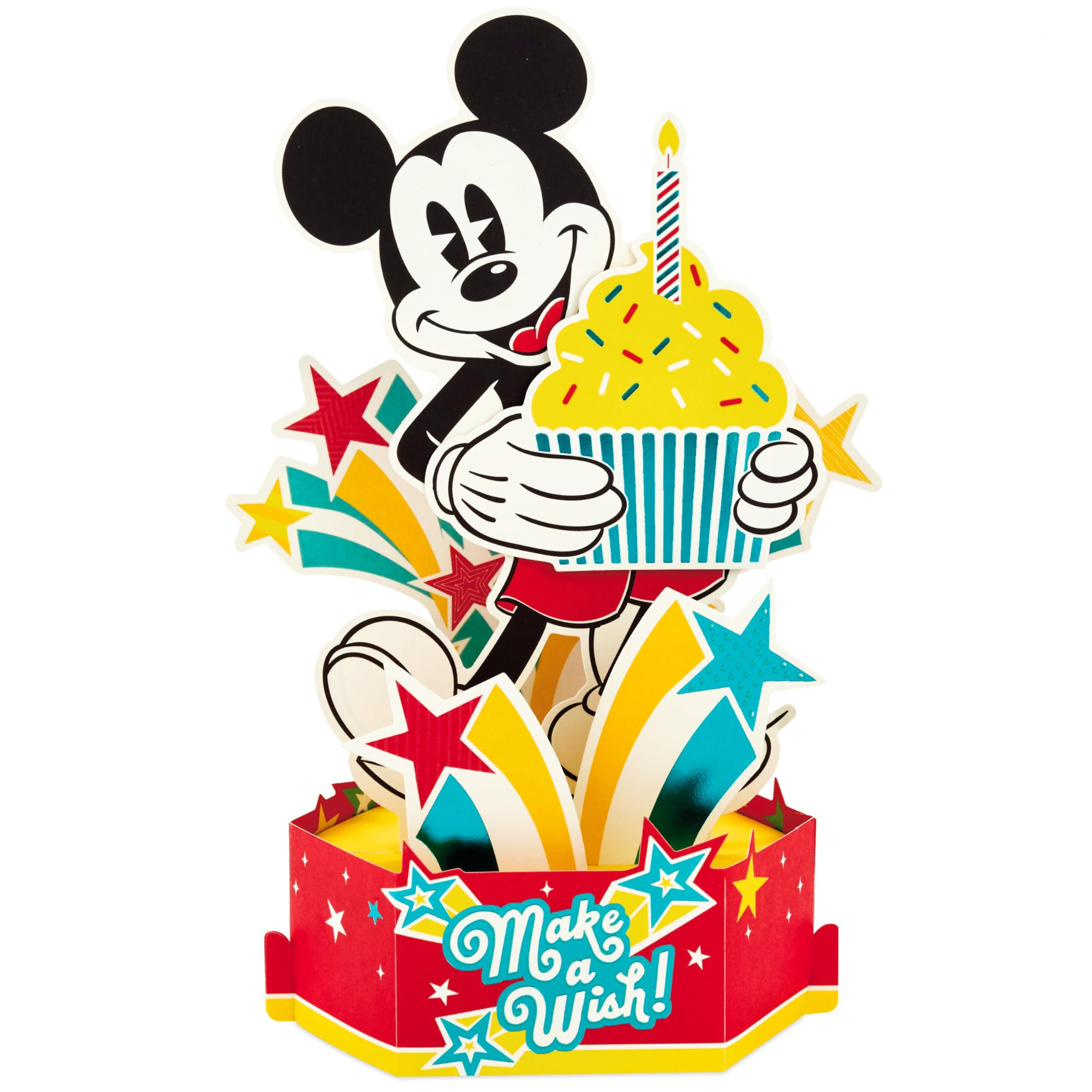 Hallmark 3D Pop Up Birthday Card, Disney Mickey Mouse Make A Wish Design