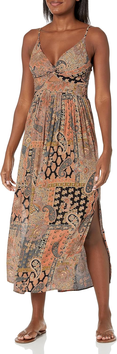 Angie Women's Printed Twist Front Keyhole Maxi Dress