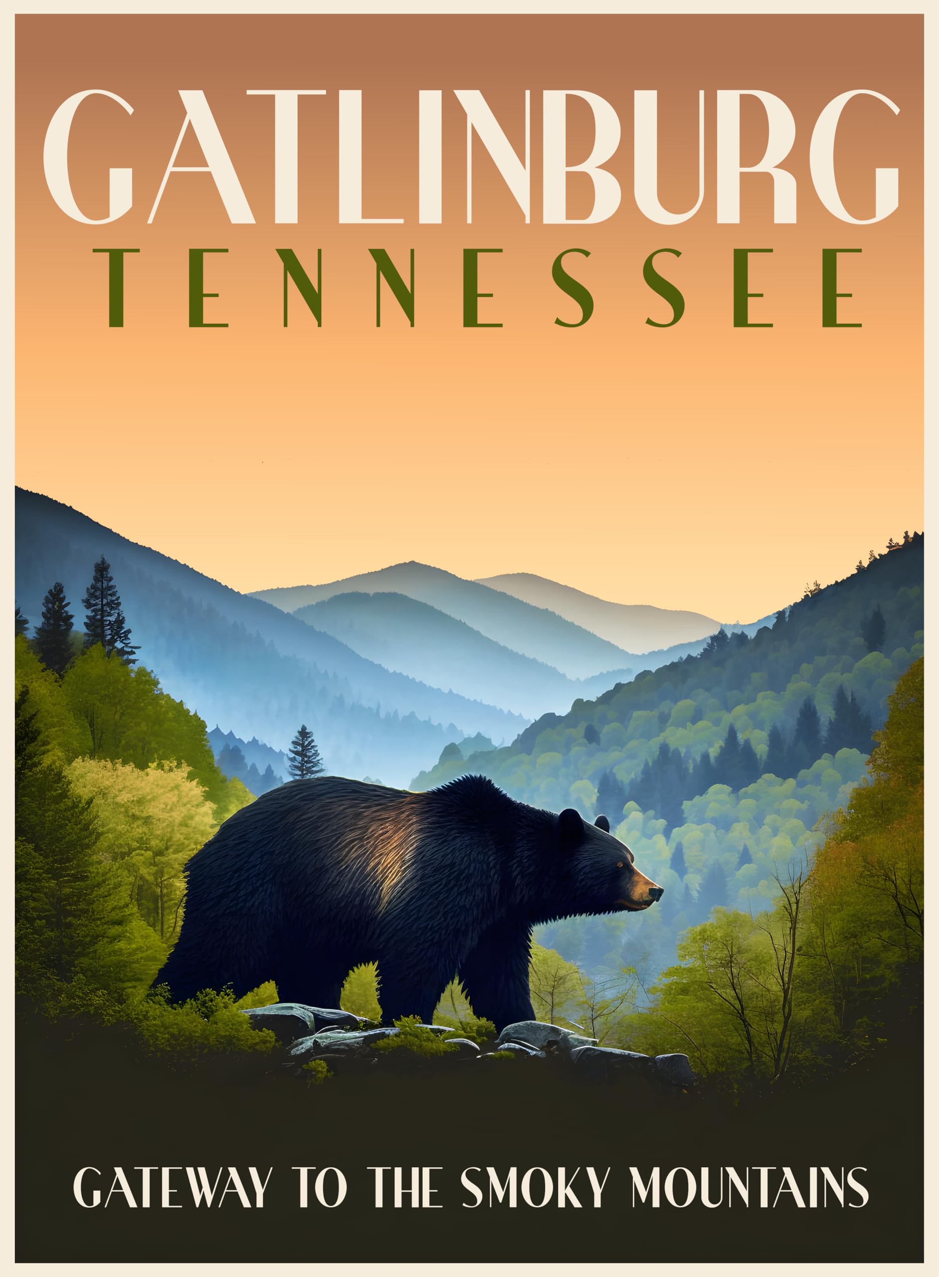 R and R Imports Gatlinburg Tennessee Souvenir Vintage Travel Poster 8x10-Inch