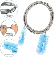 Vista 2 de Patelai 3 piezas de cepillo de manguera de filtro de acuario, tubo flexible de acero inoxidable, cepillo largo, limpiador de tuberías dobladas