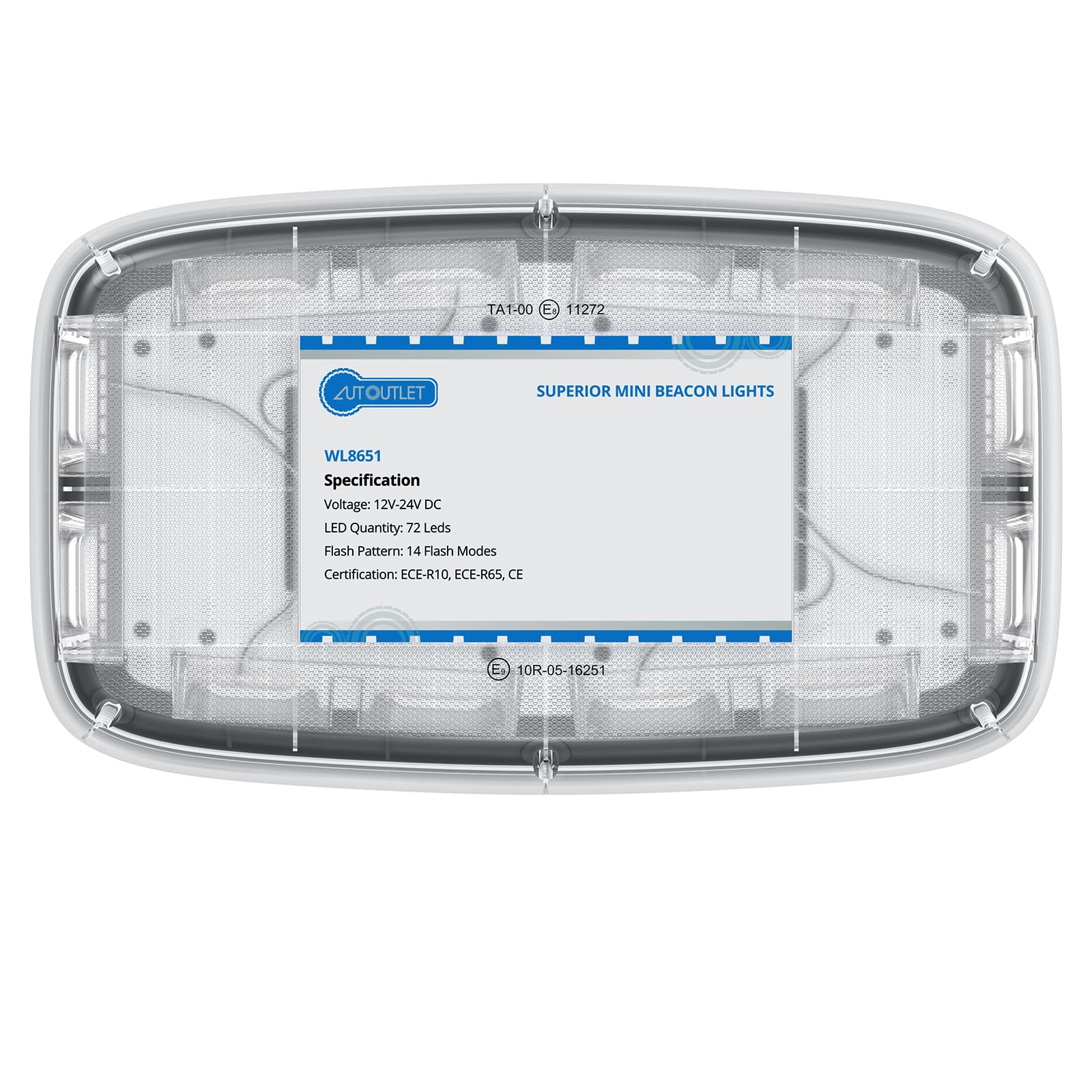 AUTOUTLET Lampa błyskowa 72 LED 10 V-30 V, bursztyn, 14 trybów E-Mark światła ostrzegawcze z 4 podstawami magnetycznymi + wodoodporny kabel 5 m, IP65 do przyczep, wózków widłowych, koparek, ciągników,