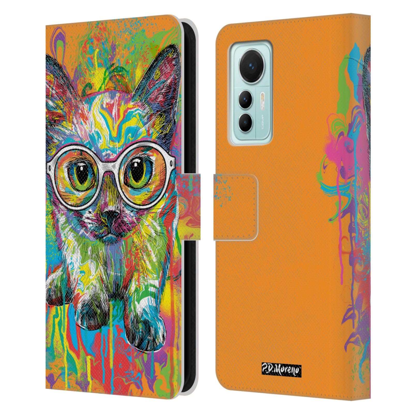 Head Case Designs Officially Licensed P.D. Moreno Kitten Colourful Drip Art Cats And Dogs Leather Book Wallet Case Cover Compatible With Xiaomi 12 Lite