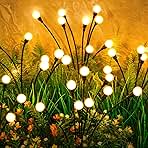 ASMAD Solar Garden Lights, Outdoor Decorations, Firefly Light for Patio Decor, Big Bulb, Unique Gifts for Women, Gifts for Grandma (4-Pack, 32 LEDs)