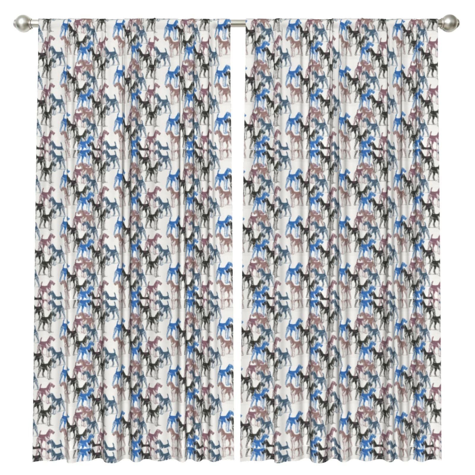 InOmak Airedale Terriers Stencil, 2 Panels Window Curtains 52 x 84 Inch Blackout Curtains for Living Room Bedroom