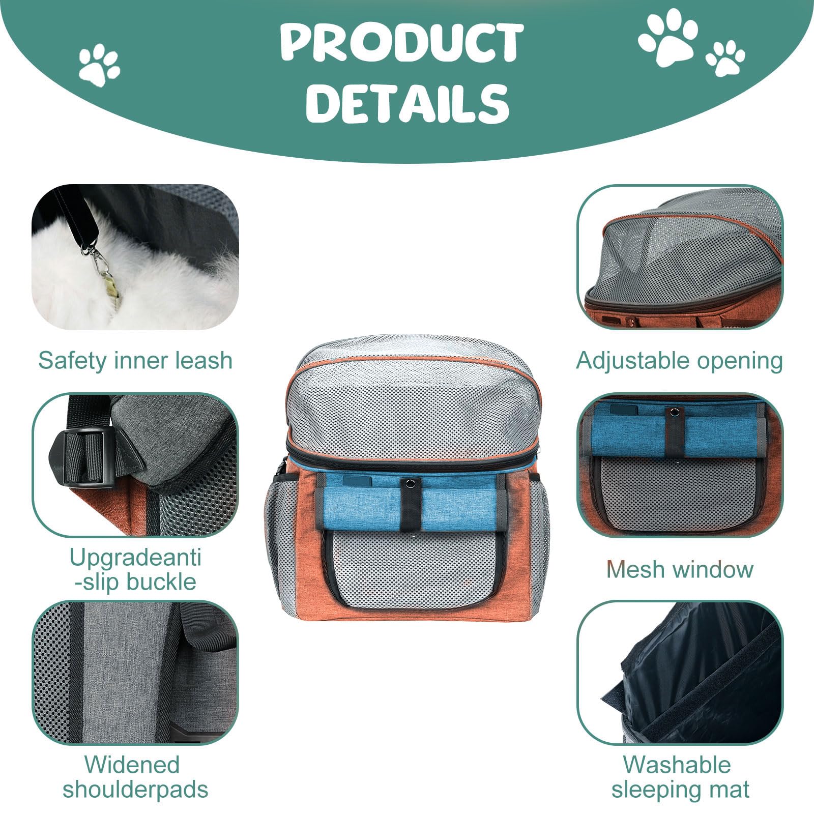 Bolsa de Bicicleta para Mascotas, Cesta para Perro Plegable y Extraíble, Adecuada para Bicicleta Delantera (Naranja)