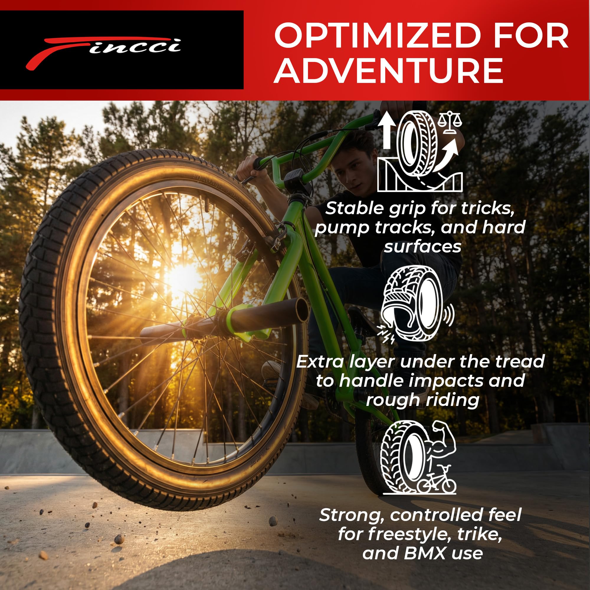 Fincci Copertone BMX 20 x 2.10 54-406 Pieghevole con Protezione Foratura | Pneumatici BMX 20 Pollici con Protezione 2.5mm Blue Shield e 27 TPI per Ruote Bici 20 Pollici e 2 Copertoni + 2 Camere d’Aria