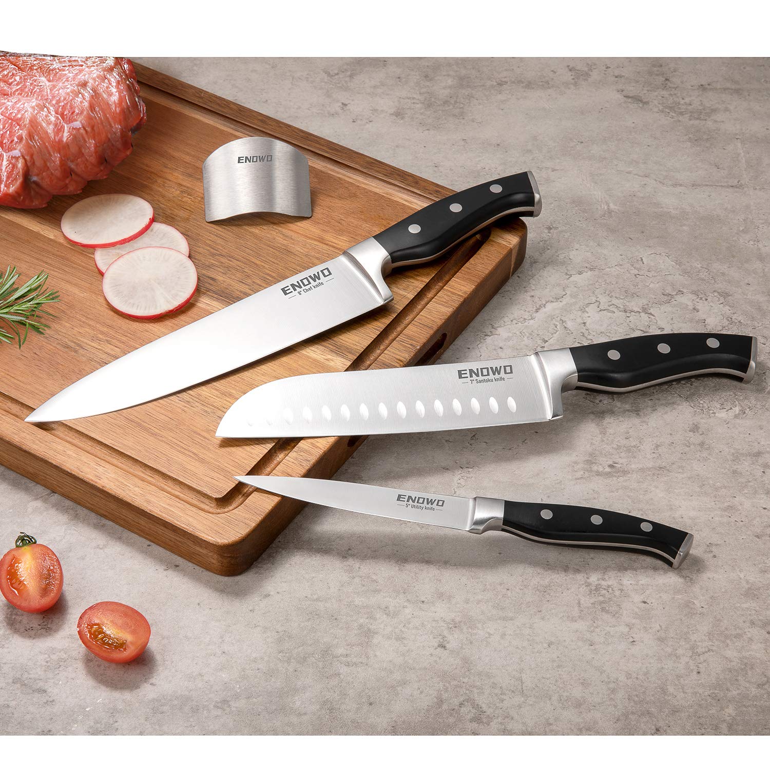 enowo Chef Knife Ultra Sharp Kitchen Knife Set 3 PCS,Premium German