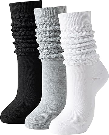 Slouch Socks Women Thigh High Boot Socks Soft Scrunch 3 Pair Pack