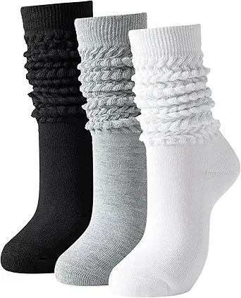Slouch Socks Women Thigh High Boot Socks Soft Scrunch 3 Pair Pack