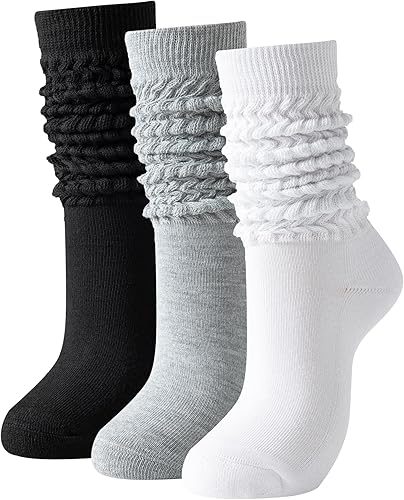 Slouch Socks Women Thigh High Boot Socks Soft Scrunch 3 Pair Pack