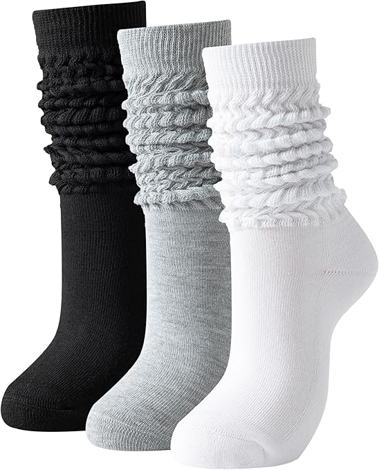 Slouch Socks Women Thigh High Boot Socks Soft Scrunch 3 Pair Pack