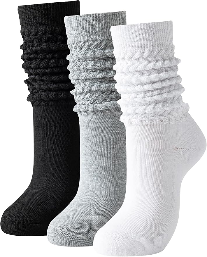 Slouch Socks Women Thigh High Boot Socks Soft Scrunch 3 Pair Pack