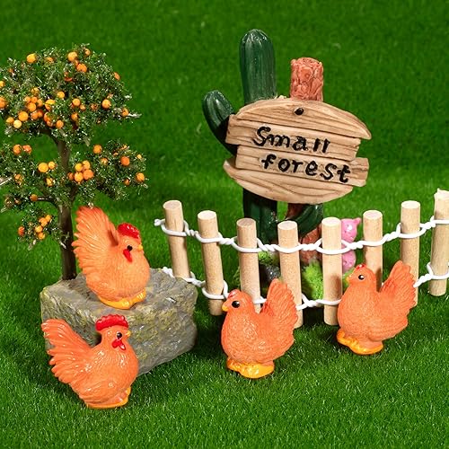 Miniatura 3 de Figura de pollo en miniatura, 30 piezas, mini figuras de pollo en 3D, modelo de pollos familiares pequeños para decoración de jardín de hadas,