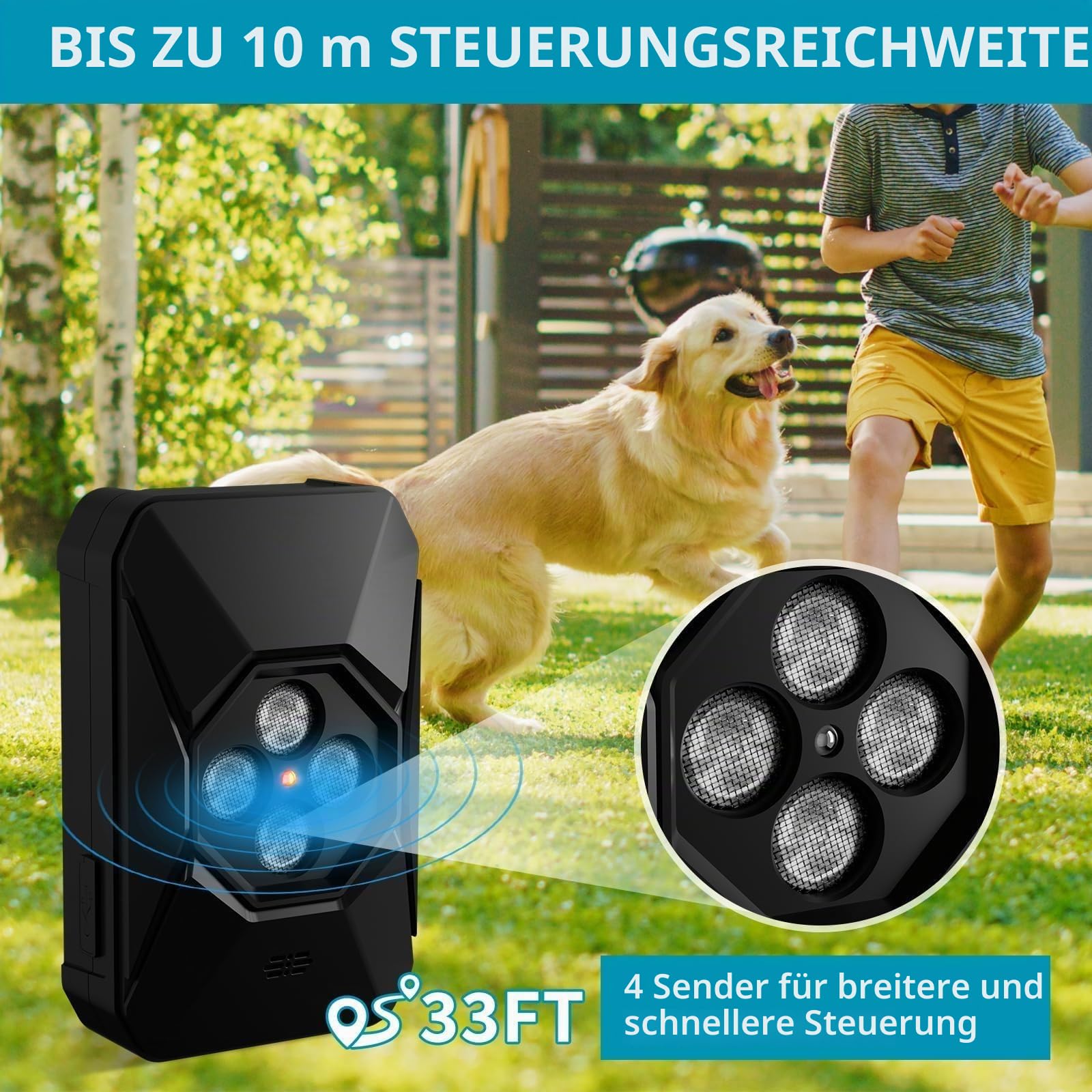 2026 Neu Antibell Ultraschall Gerät - 3 Modi Anti Bell Gerät Hunde- 33Fuß Reichweite Wiederaufladbares Anti Bell Ultraschall für Drinnen Draußen - Bellstopp für Kleine/Mittelgroße/Große Hunde