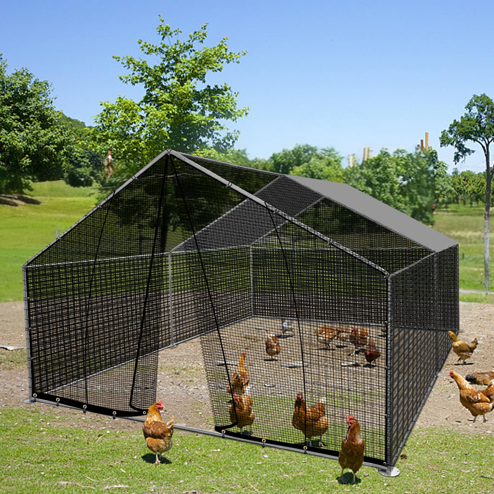 Kapler Kurnik zewnętrzny ocynkowany kurnik 4 x 3 x 2 m-XL z kurczakiem z materiału zimowego