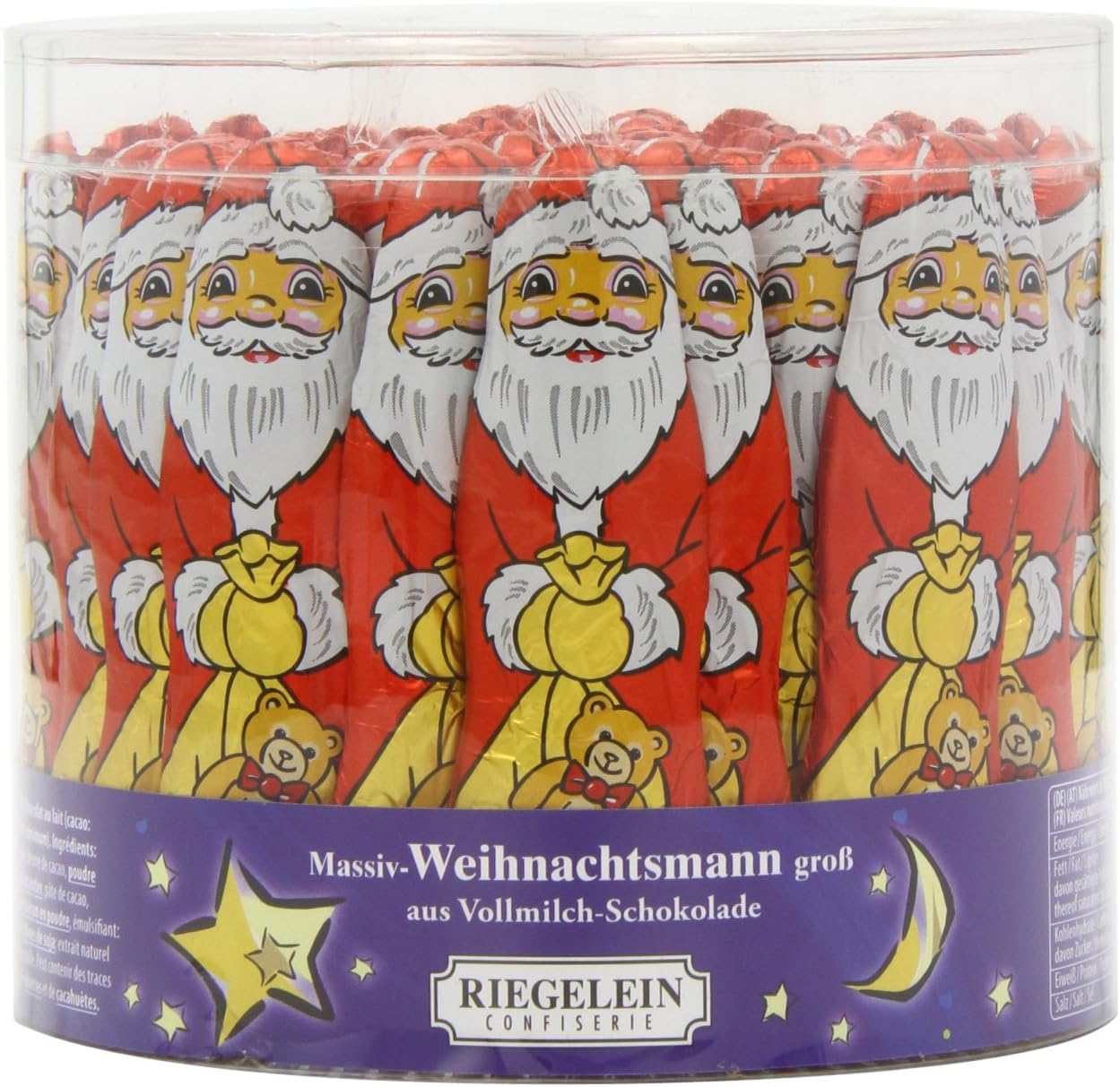 Riegelein Drum of Chocolate Santas 12.5 g (Pack of 1, Total 65